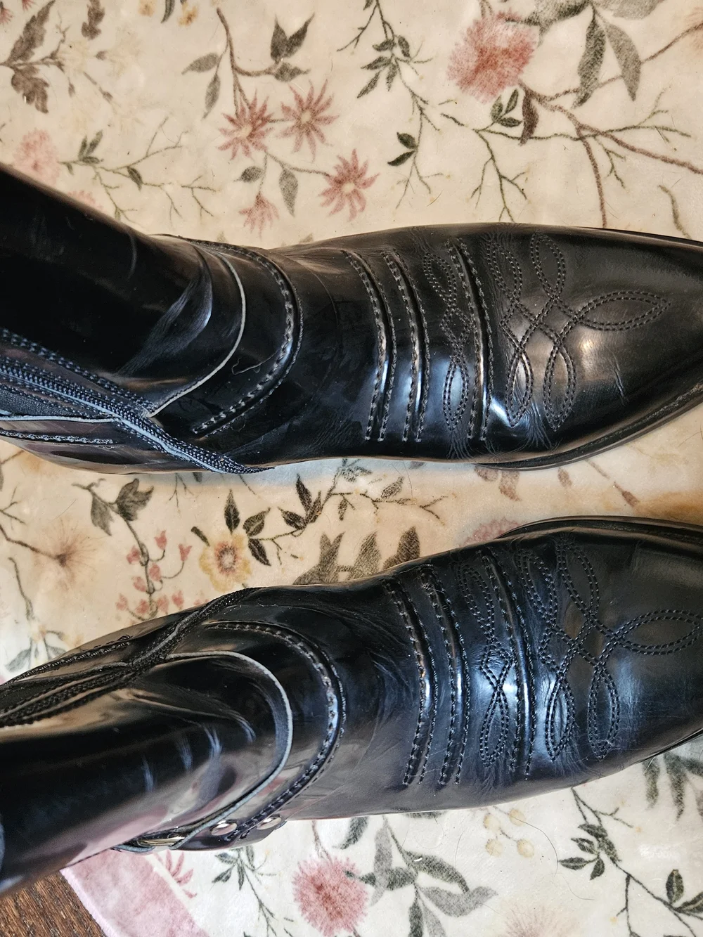 Jeffrey Campbell Black Leather Western Ankle Booties